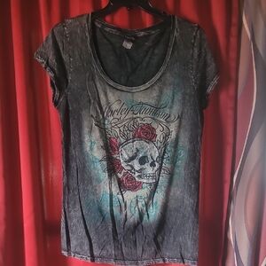 Harley-Davidson Women's Black Skull Rose Tee